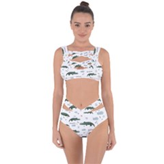 Vector Seamless Pattern With Cute Crocodiles Bandaged Up Bikini Set  by Vaneshart
