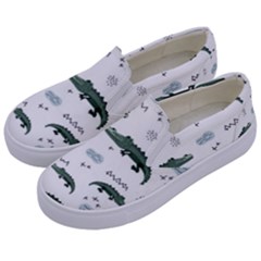 Vector Seamless Pattern With Cute Crocodiles Kids  Canvas Slip Ons by Vaneshart
