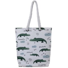 Vector Seamless Pattern With Cute Crocodiles Full Print Rope Handle Tote (small) by Vaneshart