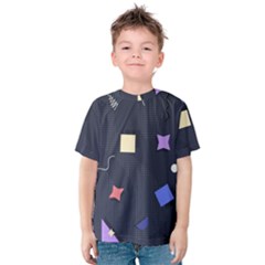 Memphis Pattern With Geometric Shapes Kids  Cotton Tee