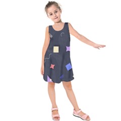 Memphis Pattern With Geometric Shapes Kids  Sleeveless Dress