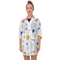 Memphis Pattern With Geometric Shapes Half Sleeve Chiffon Kimono by Vaneshart