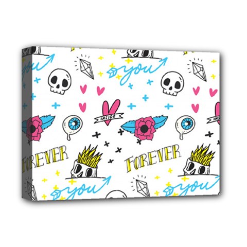 Emo Teens Doodle Seamless Deluxe Canvas 16  X 12  (stretched)  by Vaneshart