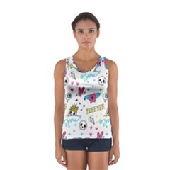 Emo Teens Doodle Seamless Sport Tank Top  by Vaneshart