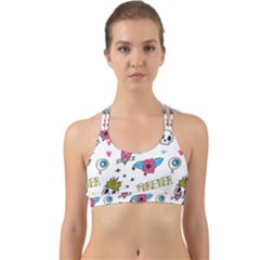 Emo Teens Doodle Seamless Back Web Sports Bra by Vaneshart