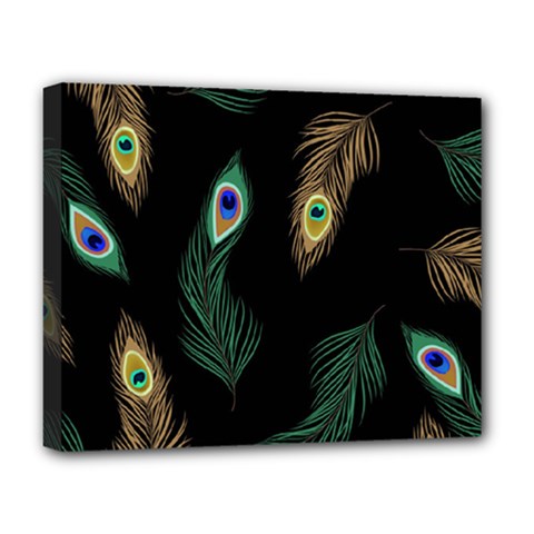 Seamless Pattern With Peacock Feather Deluxe Canvas 20  X 16  (stretched) by Vaneshart