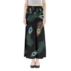 Seamless Pattern With Peacock Feather Full Length Maxi Skirt by Vaneshart