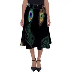 Seamless Pattern With Peacock Feather Perfect Length Midi Skirt by Vaneshart