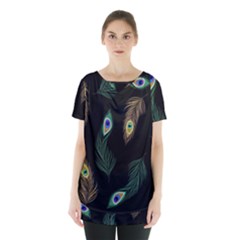 Seamless Pattern With Peacock Feather Skirt Hem Sports Top by Vaneshart