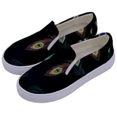 Seamless Pattern With Peacock Feather Kids  Canvas Slip Ons by Vaneshart