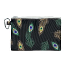 Seamless Pattern With Peacock Feather Canvas Cosmetic Bag (large) by Vaneshart