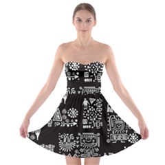 Vector Pattern Design With Tribal Elements Strapless Bra Top Dress by Vaneshart