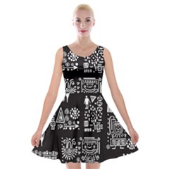 Vector Pattern Design With Tribal Elements Velvet Skater Dress by Vaneshart