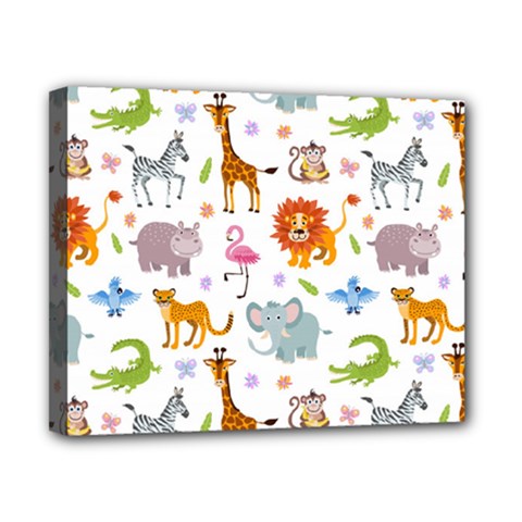 Children Seamless Wallpaper With Cute Funny Baby Savanna Animals Canvas 10  X 8  (stretched) by Vaneshart