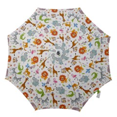 Children Seamless Wallpaper With Cute Funny Baby Savanna Animals Hook Handle Umbrellas (medium) by Vaneshart