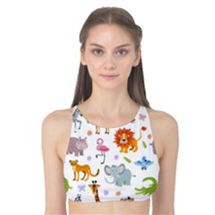 Children Seamless Wallpaper With Cute Funny Baby Savanna Animals Tank Bikini Top by Vaneshart