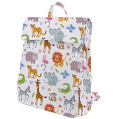 Children Seamless Wallpaper With Cute Funny Baby Savanna Animals Flap Top Backpack by Vaneshart