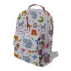 Children Seamless Wallpaper With Cute Funny Baby Savanna Animals Flap Pocket Backpack (large) by Vaneshart