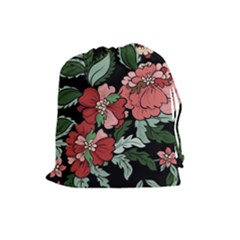 Beautiful Floral Vector Seamless Pattern Drawstring Pouch (large) by Vaneshart