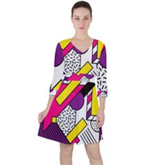 Memphis Colorful Background With Stroke Ruffle Dress by Vaneshart