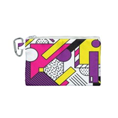 Memphis Colorful Background With Stroke Canvas Cosmetic Bag (small)