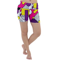 Memphis Colorful Background With Stroke Lightweight Velour Yoga Shorts by Vaneshart