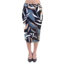 Summer Trend Seamless Background With Bright Tropical Leaves Plants Velvet Midi Pencil Skirt View1