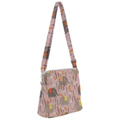 Cute Elephant Wild Flower Field Seamless Pattern Zipper Messenger Bag by Vaneshart