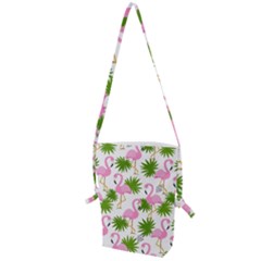 Seamless Pattern With Cute Flamingos Folding Shoulder Bag by Vaneshart