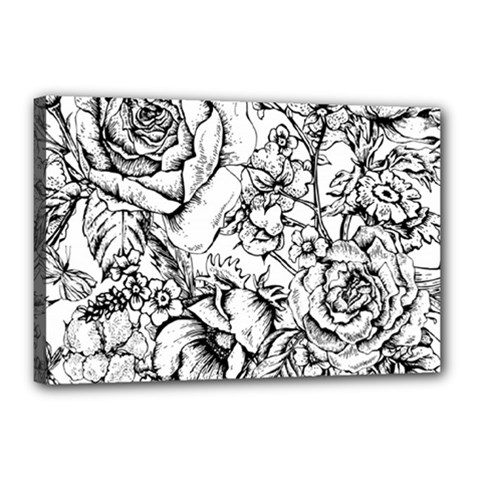 Vintage Floral Vector Seamless Pattern With Roses Canvas 18  X 12  (stretched) by Vaneshart