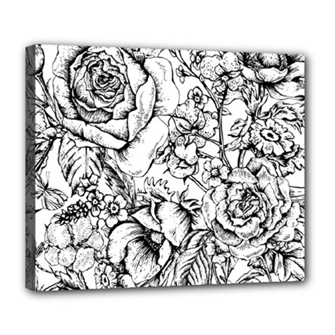 Vintage Floral Vector Seamless Pattern With Roses Deluxe Canvas 24  X 20  (stretched)
