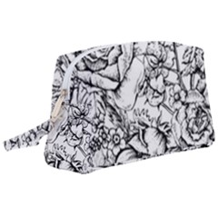 Vintage Floral Vector Seamless Pattern With Roses Wristlet Pouch Bag (large)