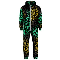 Abstract Geometric Seamless Pattern With Animal Print Hooded Jumpsuit (men) 