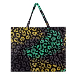 Abstract Geometric Seamless Pattern With Animal Print Zipper Large Tote Bag by Vaneshart