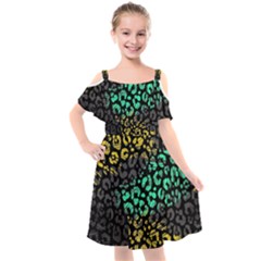 Abstract Geometric Seamless Pattern With Animal Print Kids  Cut Out Shoulders Chiffon Dress