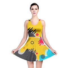 Abstract Colorful Pattern Shape Design Background Reversible Skater Dress