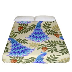 Peacock Vector Design Seamless Pattern Fabri Textile Fitted Sheet (queen Size)