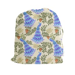 Peacock Vector Design Seamless Pattern Fabri Textile Drawstring Pouch (xxl)