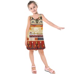 Seamless Ethnic Pattern Kids  Sleeveless Dress