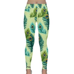 Peacock Feather Pattern Classic Yoga Leggings by Vaneshart