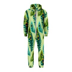 Peacock Feather Pattern Hooded Jumpsuit (kids) by Vaneshart