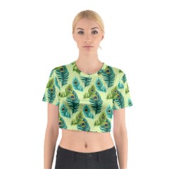 Peacock Feather Pattern Cotton Crop Top