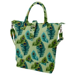 Peacock Feather Pattern Buckle Top Tote Bag