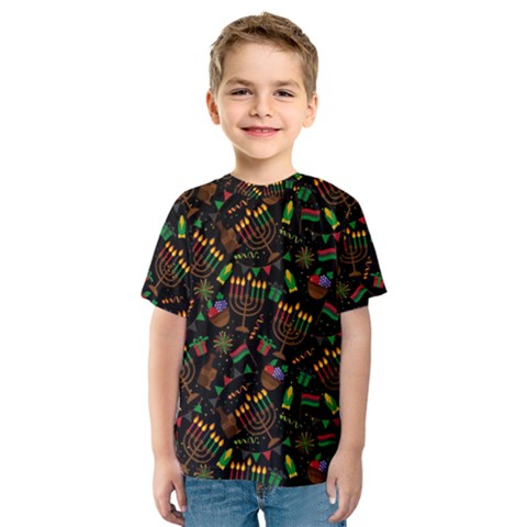 Seamless Pattern Kwanzaa With Traditional Colored Candles Kids  Sport Mesh Tee by Vaneshart