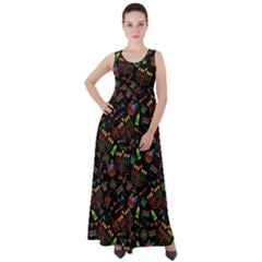 Seamless Pattern Kwanzaa With Traditional Colored Candles Empire Waist Velour Maxi Dress