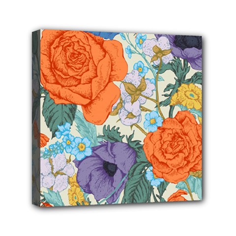 Vintage Floral Vector Seamless Pattern With Roses Mini Canvas 6  X 6  (stretched) by Vaneshart