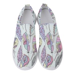 Vector Illustration Seamless Multicolored Pattern Feathers Birds Women s Slip On Sneakers by Vaneshart