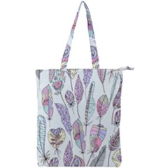 Vector Illustration Seamless Multicolored Pattern Feathers Birds Double Zip Up Tote Bag by Vaneshart