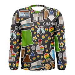 Vector Flat Seamless Texture Pattern Ghana Men s Long Sleeve Tee by Vaneshart