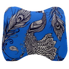 Peacock Bird Feathers Seamless Background Pattern Velour Head Support Cushion by Vaneshart